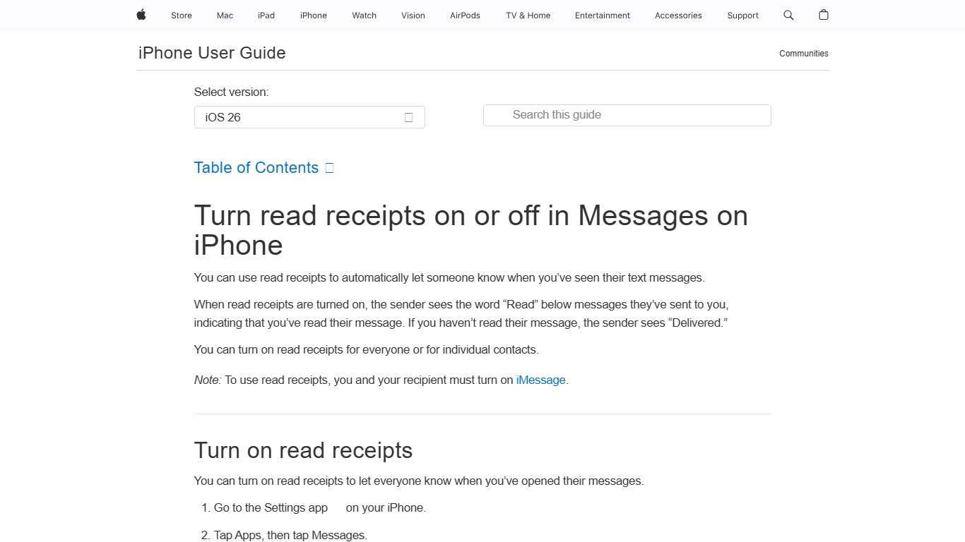 Turn read receipts on or off in Messages on iPhone - Apple Support